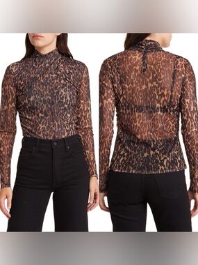 Allsaints Tia Antia Print Top Leopard Sheer Size 10